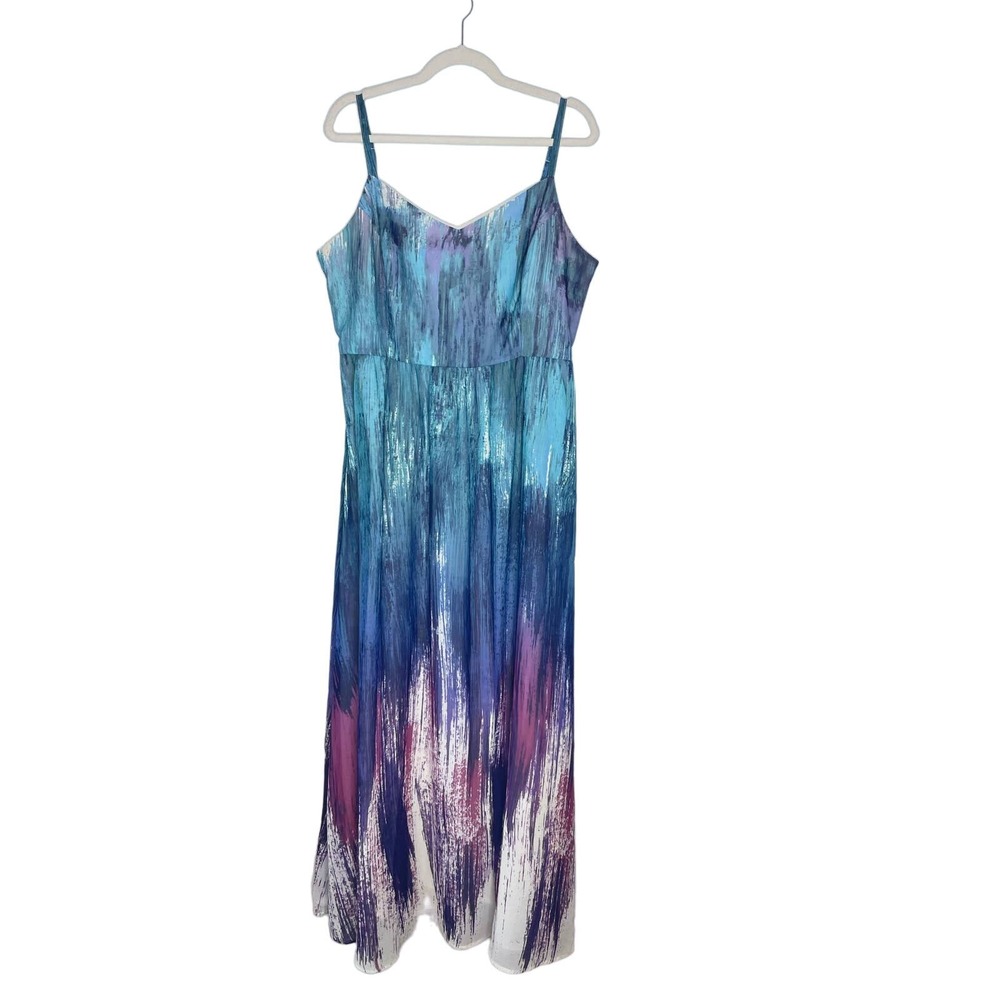 Modcloth Maxi Watercolor Painted Spaghetti Strap Dress size XL